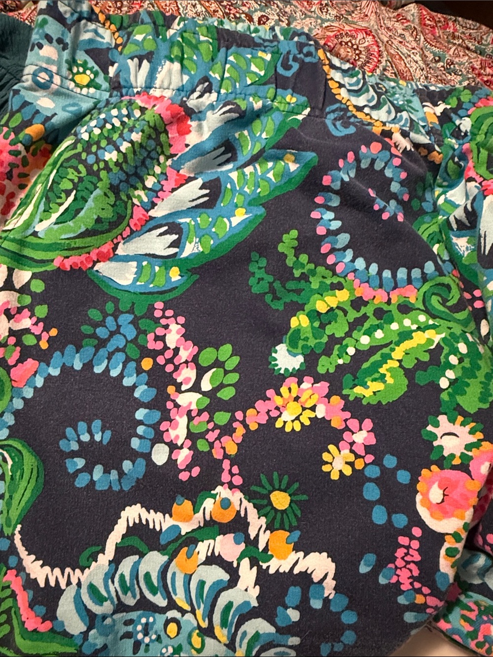 Lilly Pulitzer Navy Blue Floral Scallop Hem Shorts - Picture 4 of 5
